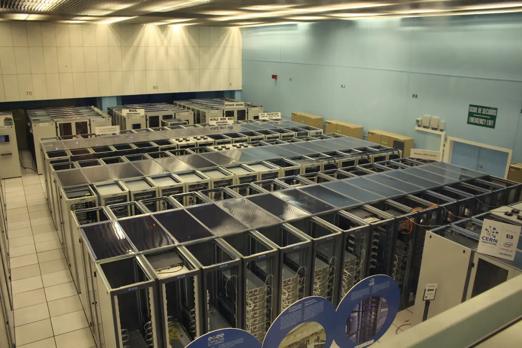Rows of server racks in the CERN data centre